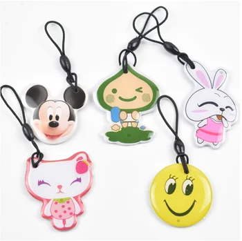 

5 pcs/lot 125Khz Cartoon Writable Tags Proximity RFID Rewritable EM4305 Waterproof Epoxy Key Card For RFID Copier