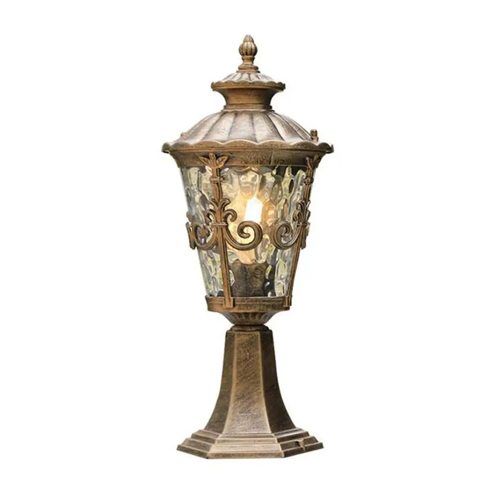 Промышленные античная Post светильник с кованые Стекло для палубы порог двор патио