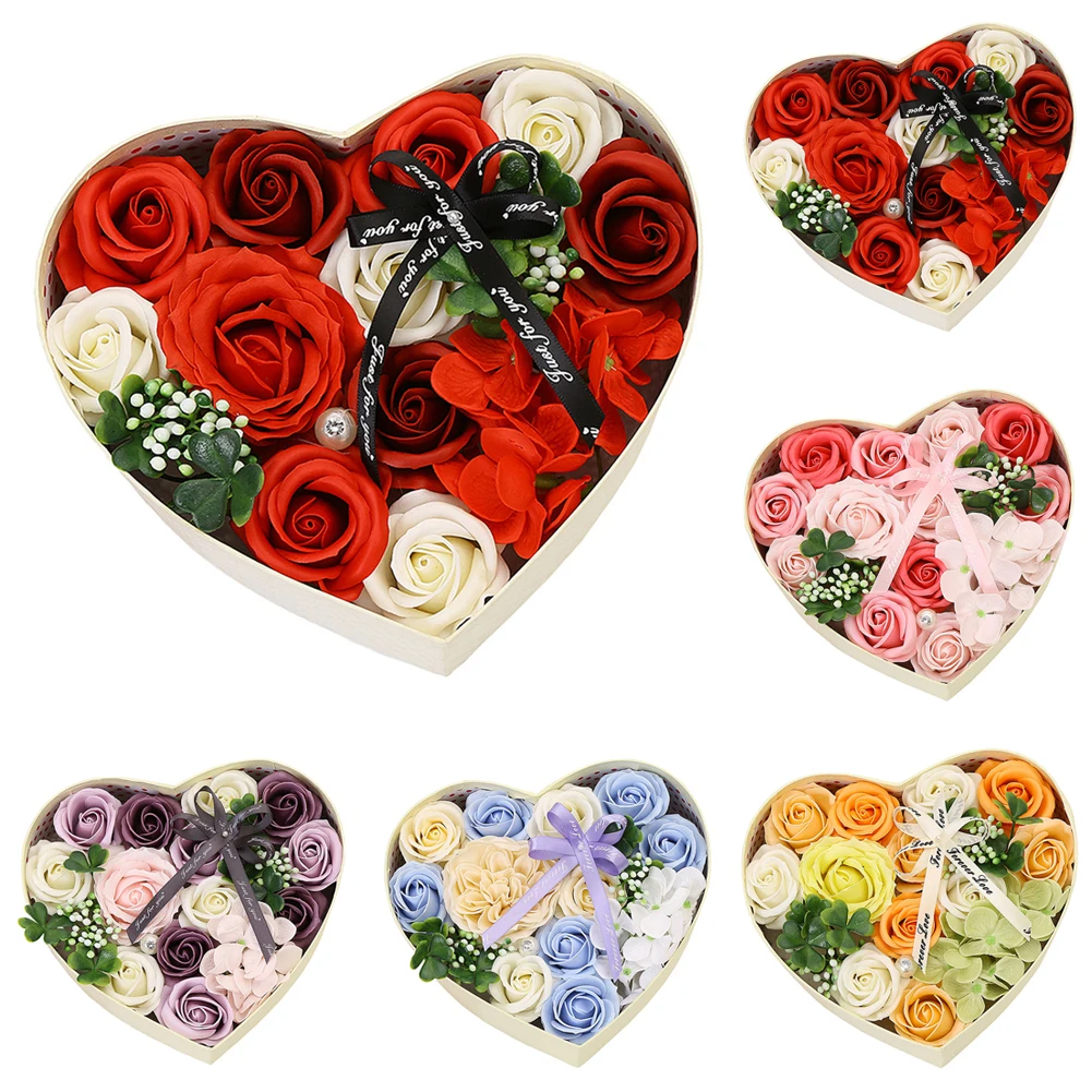 День Святого Валентина романтическая роза в форме сердца цветок подарочная коробка никогда не Увядшие искусственные розы на день рождения матери