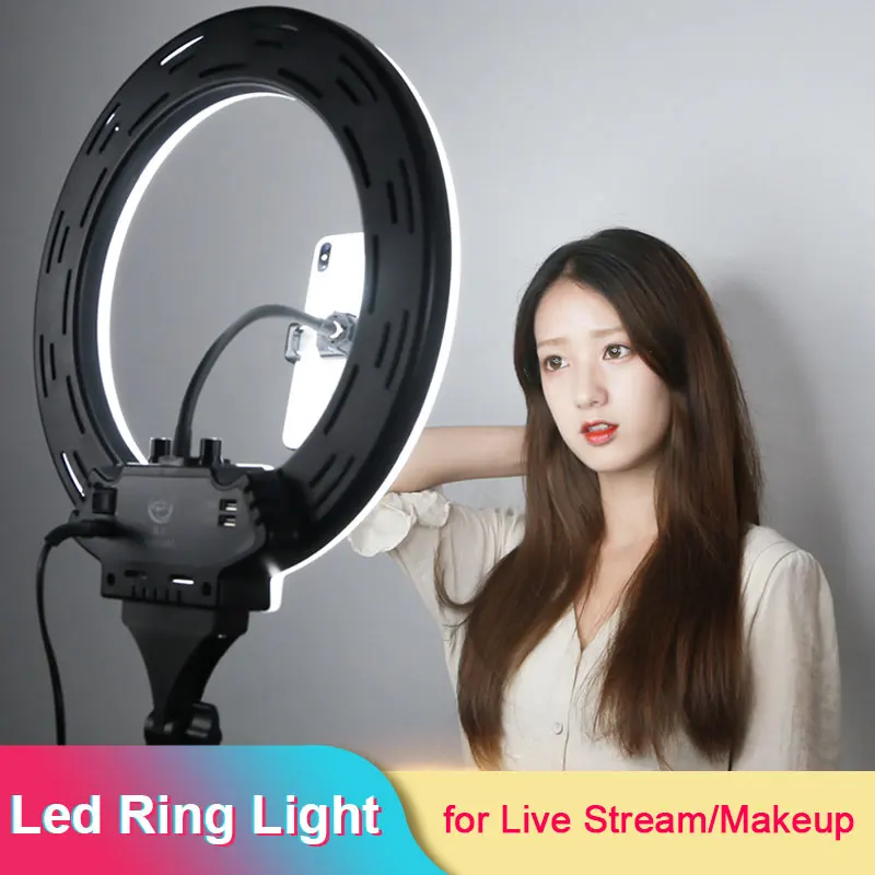 

Photo Studio 14'' LED Ring Light Dimmable Photography Light Annular Lamp With Tripod Stand Phone Clip 288 LED Ring light Video