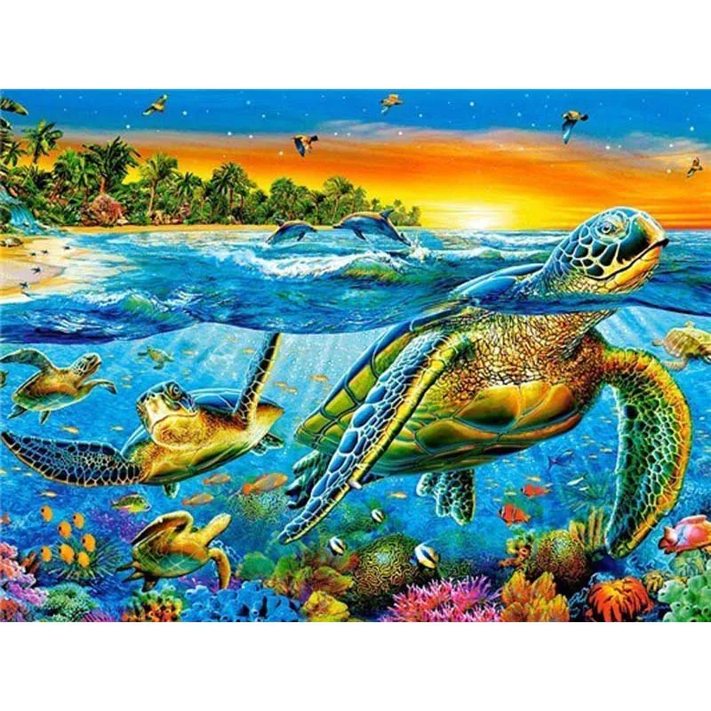 Full-Round-5D-DIY-Diamond-Painting-Cute-Turtle-Diamond-Embroidery-Animal-Digital-Stickers-Cross-Stitch-Patterns