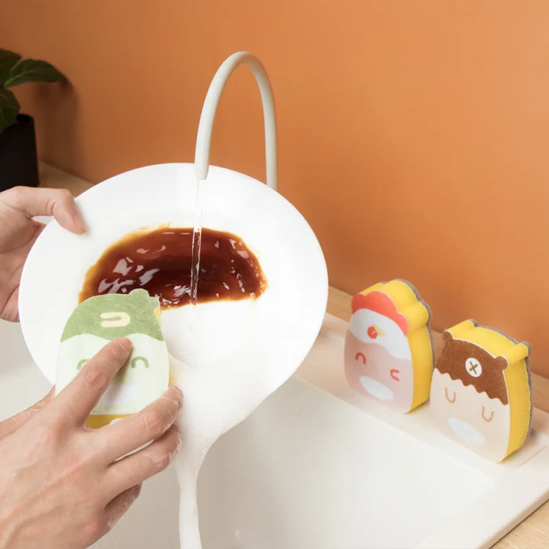 

Washing Dish Towel Fruit Shape Rags Thicken Scouring Pad Sponge Cloth Scouring Kitchen Cleaning Dishcloths