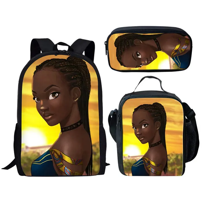 WHEREISART Melanin Poppin черные школьные сумки для девочек-подростков женский рюкзак для путешествий сумка для девочек Прямая мочилы Feminina - Цвет: YQ4107CGK