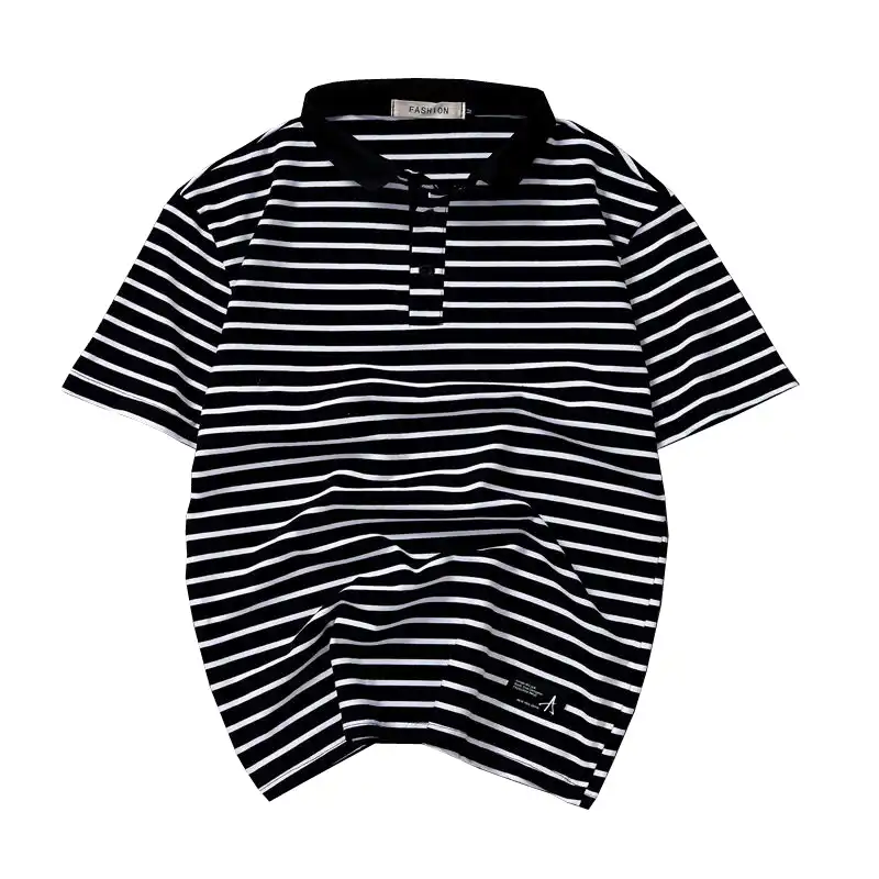 polo a rayas blanco y negro hombre