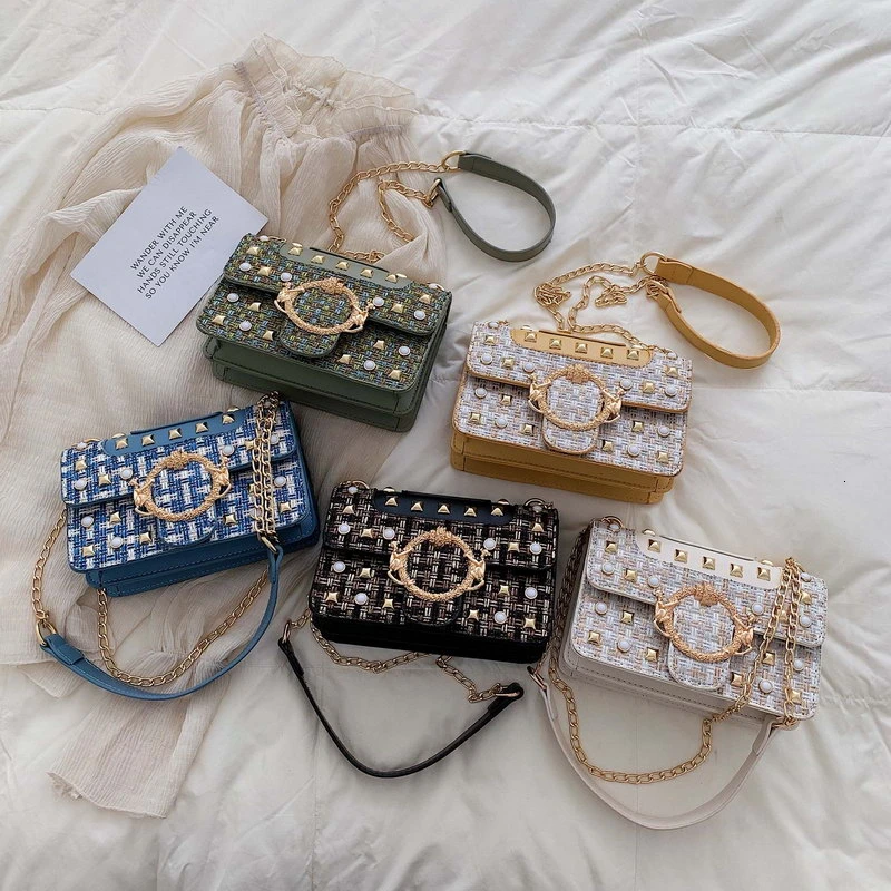 

Fashion European Style Rivet Crossbody Bags For Women 2019 Luxury Handbags Women Bags Designer Female Shoulder Messenger Bags