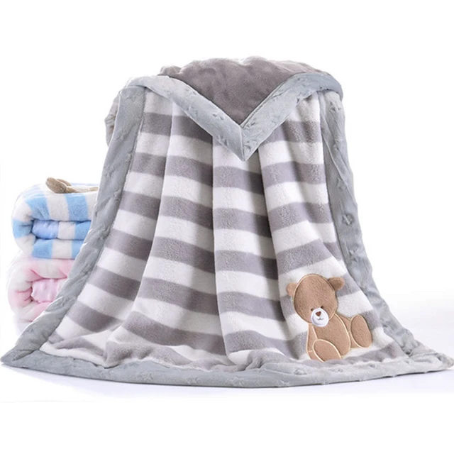 Kiddiezoom Flannel Baby Blanket Cartoon Animal Print Newborn Boy Girl Bedding Stuff Newborn Accessories Blankets Warm 75*100CM 1