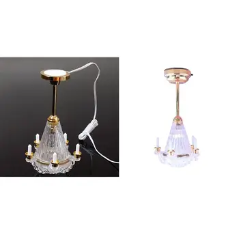 

1:12 Dollhouse Miniaturescale Ceiling Light Candles LED Lamp Battery Operated