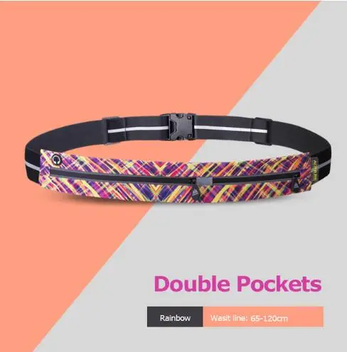Rainbow Double AONIJIE регулируемый пояс для бега, сумка для бега, Портативная сумка на пояс, ультралегкий пояс для бега, туризма - Цвет: Rainbow Double