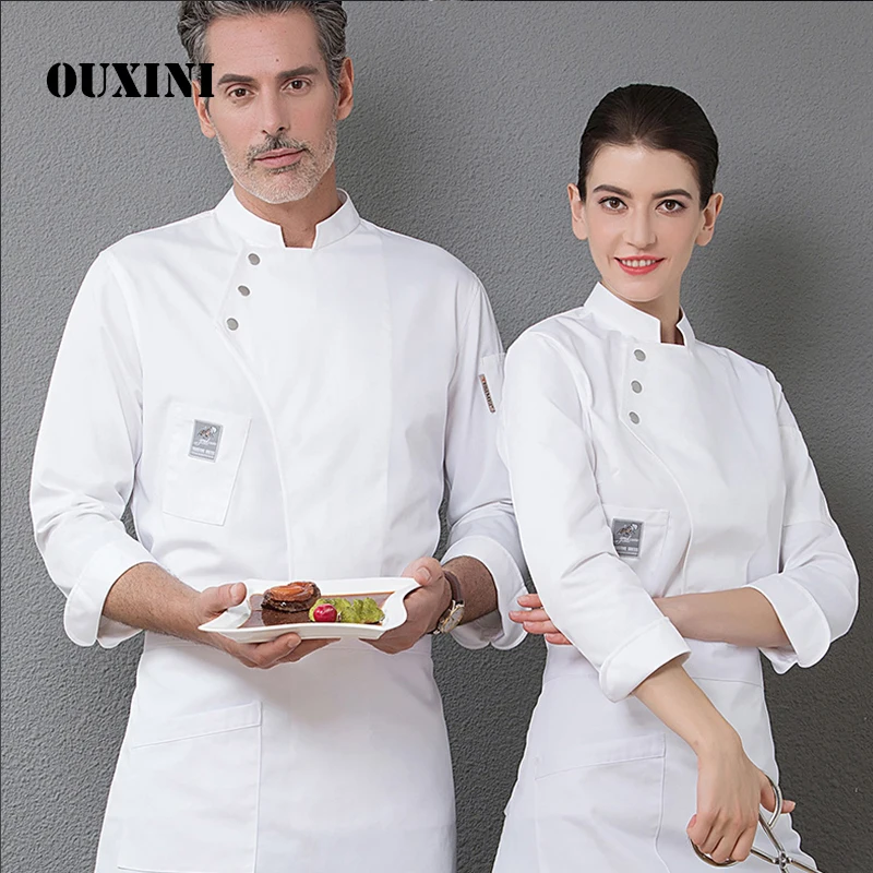 Женская и Мужская Рабочая одежда для кухни ресторана униформа шеф повара белая