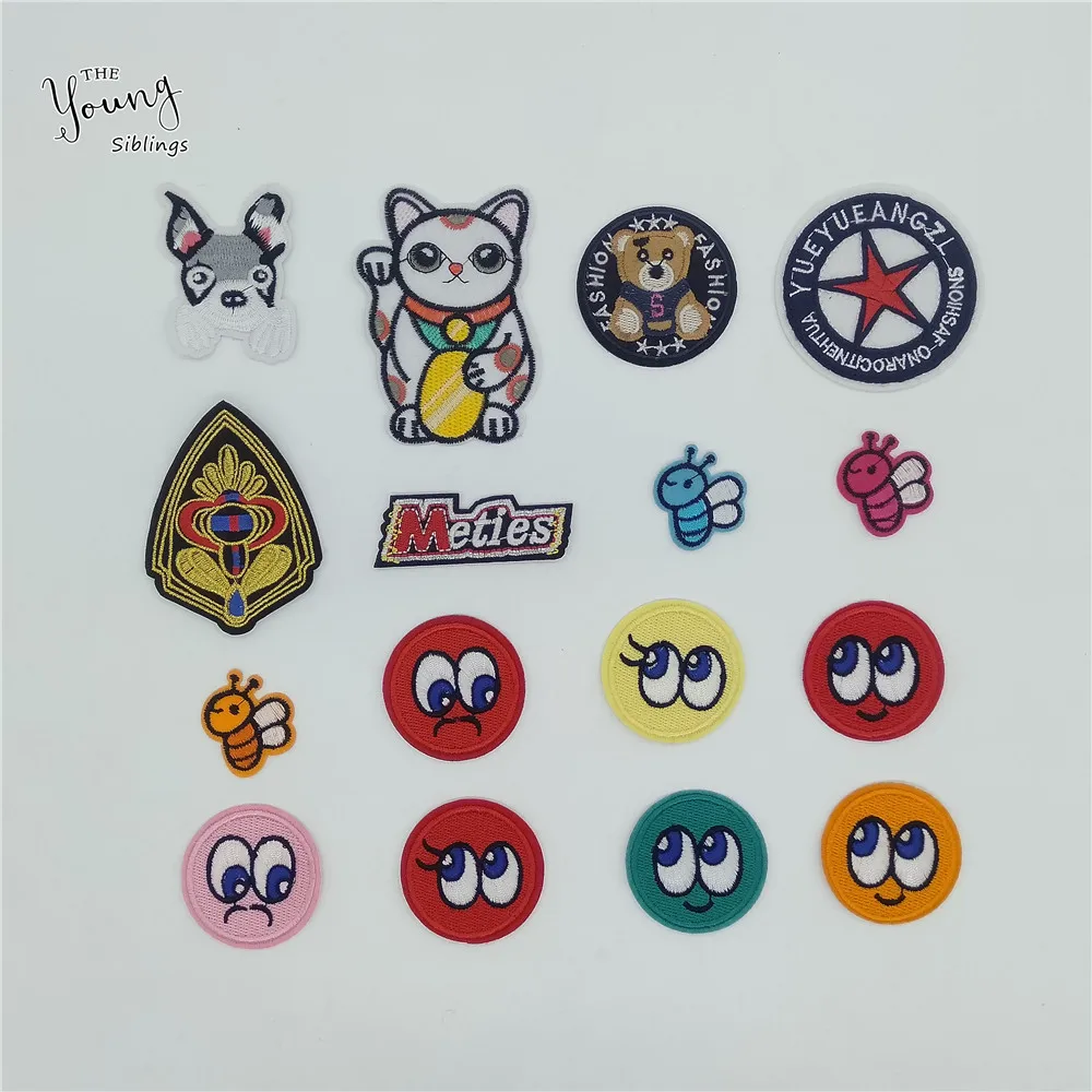 New arrive Cartoon Smiley Face Patch for Clothing Iron on patch Embroidery Sewing Applique Cute DIY Stripe Badges Accessories
