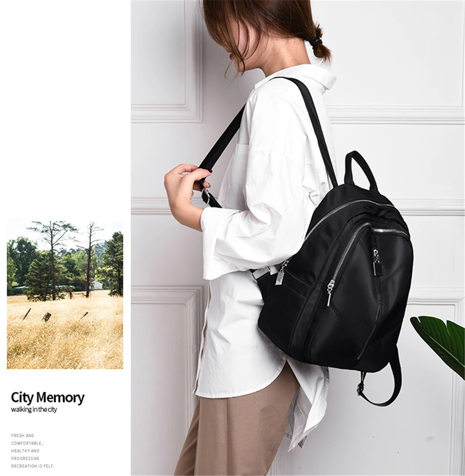 Новые простые женские черные рюкзаки Mochila Feminina легкая вместительная школьная сумка для девочек рюкзак Водонепроницаемый легкий рюкзак для путешествий