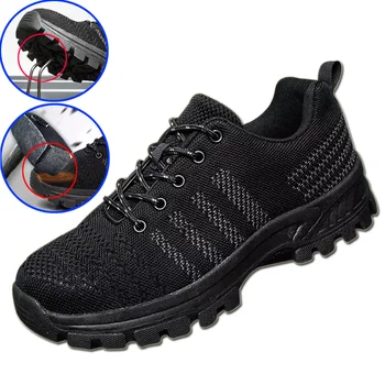 

Male Tooling Shoes Breathable Vamp Steel Toe Puncture-Proof Shoes Work Boots Indestructible Safety Sneakers
