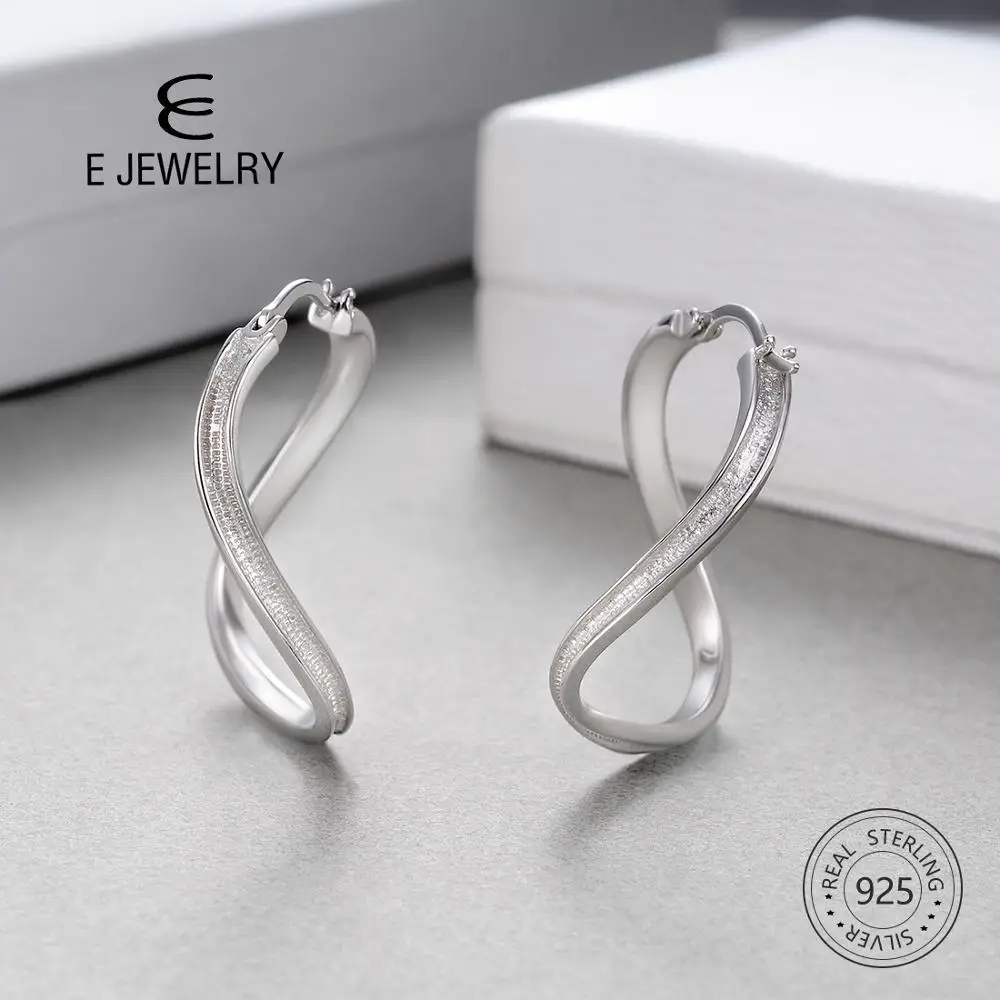 E Infinity серьги кольца из стерлингового серебра 925 пробы 8 образные для женщин