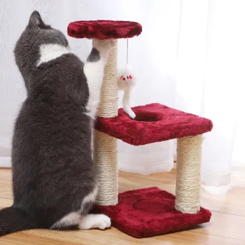 

Cat Tree Tower Funny Cat Scratching Post Protecting Furniture Cat Climbing Tree For Cat Scratcher with Dangling Toys For Cats