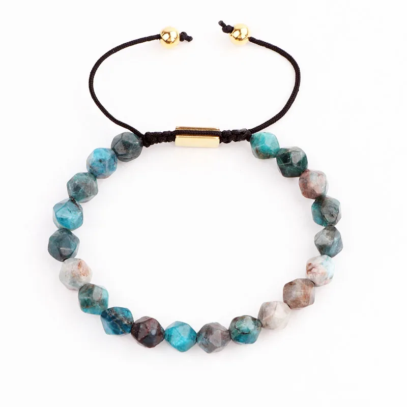High Quality Women Men Jewelry Gift Natural Stone Apatite Handmade Custom Macrame Bracelet Men