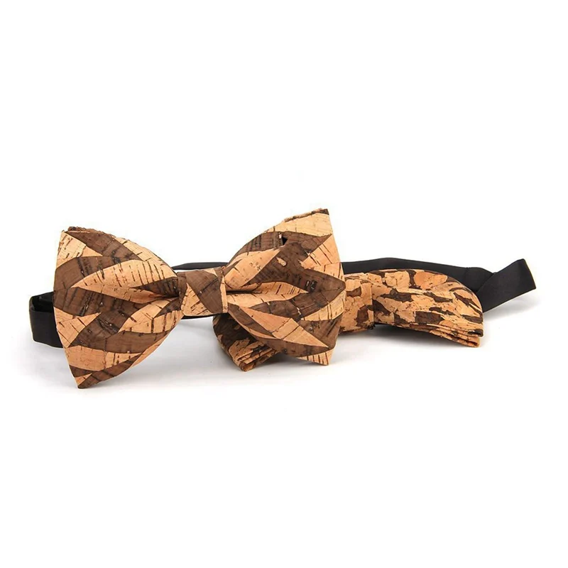 Novelty Corkwood Bow Ties For Men Wedding Marriage Handmade Cork Wood Bow tie Sharp Corner Adult Neckties Cravat 011