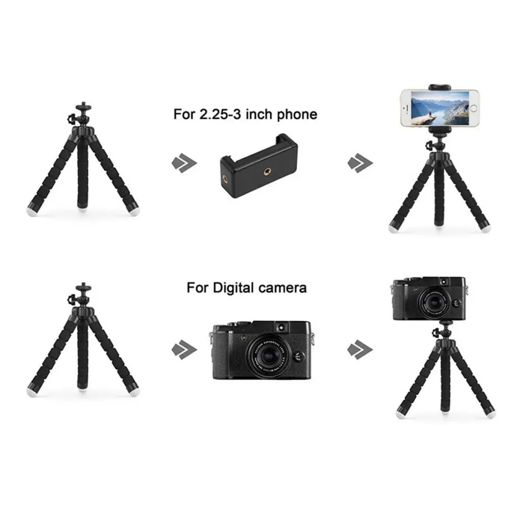 Flexible Sponge Octopus Mini Tripod With Bluetooth Remote Shutter For iPhone Mini Camera Tripod Phone Holder Clip Stand
