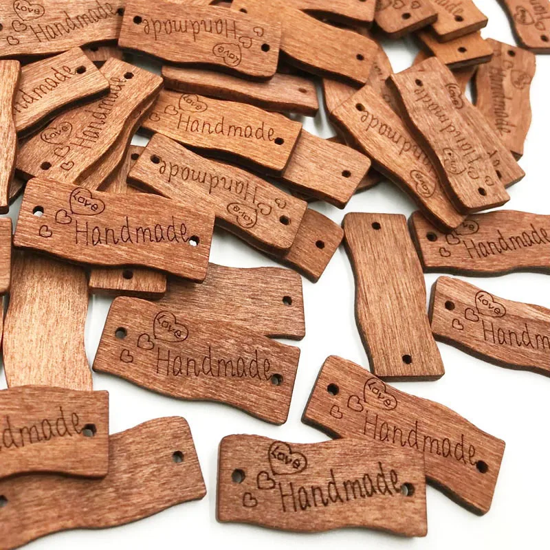 50pcs/package Wooden Sign Natural Color DIY Handmade Sewing Accessories Love Letter Button Craft Decorative Piece | Дом и сад