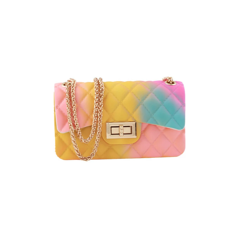 

2019 Rainbow Mini Candy Purse Jelly Pack Diamond Lattice Chain Shoulder Luxury Handbags Women Bags Designer Fashion Lady Bags