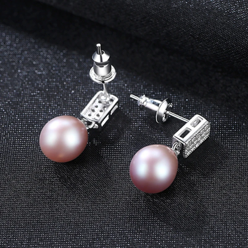 AGLOVER 925 Silver For Women Earring Zircon Inlay Earrings Natural Freshwater Pearl Earring Pearl Jewelry Women Party Lady Gift