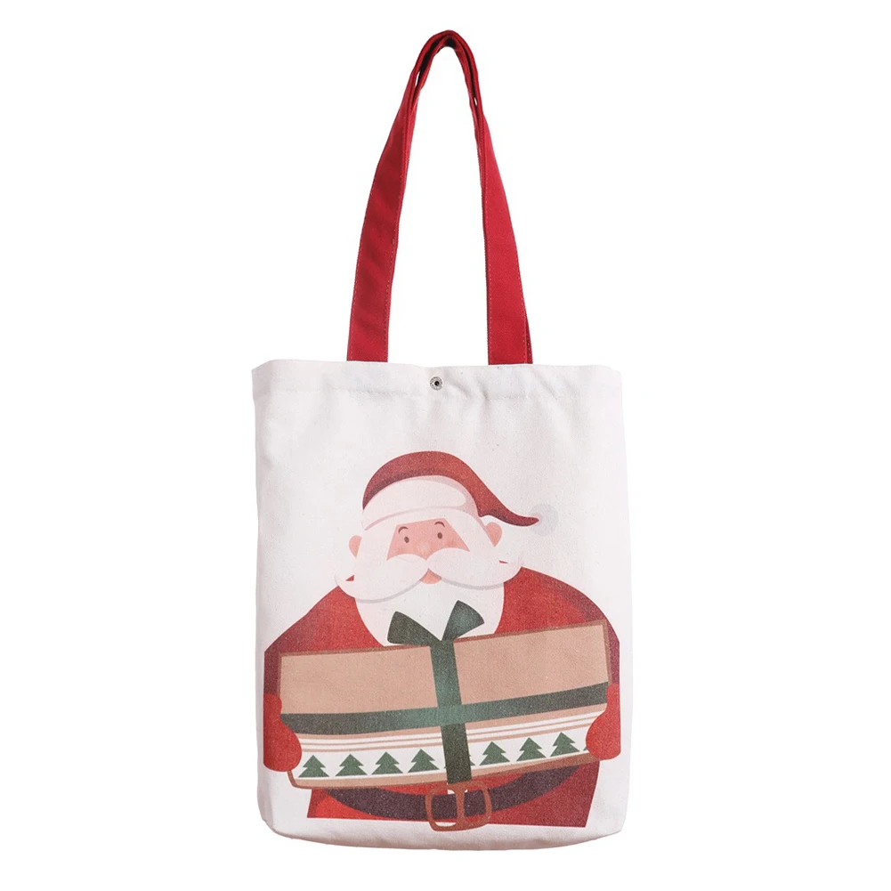 

Foldable Canvas Chocolate Santa Christmas Gift Bag Large Capacity Festival Candy Decoration Carrying Tote