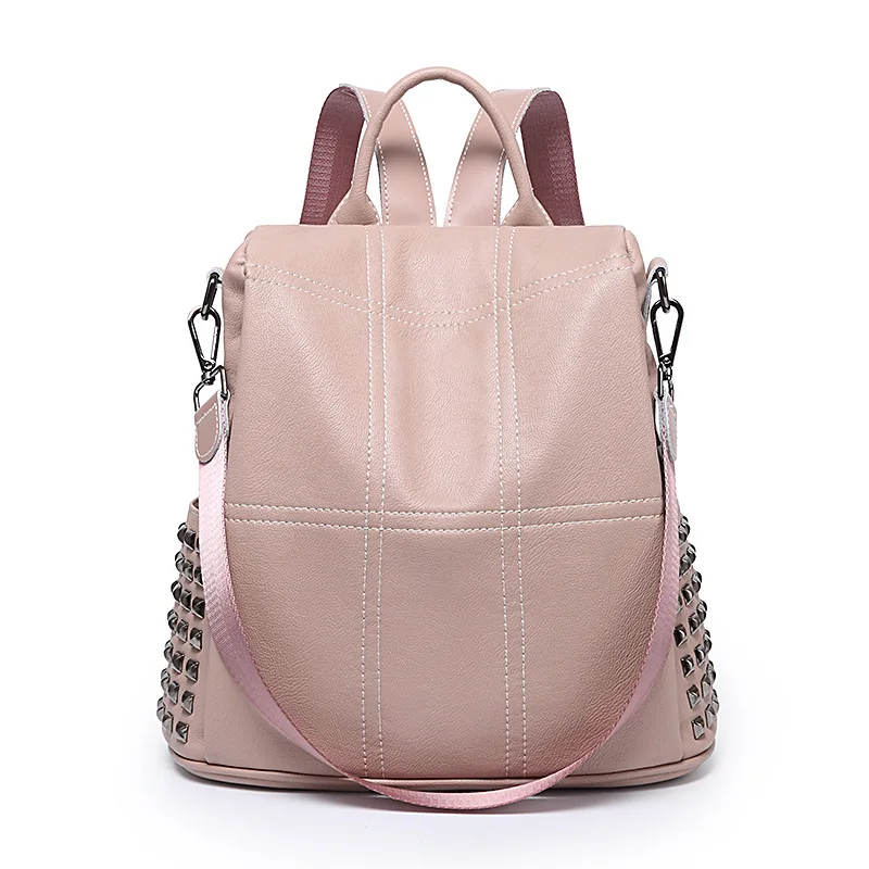 

Women's Rivet Backpack Ladies Backpack All-match Leisure High Capacity Fashion Small Capsule 2020 Tide Schoolbag For Girls