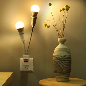 

E27/E26 Double Heads Flexible Lamp Holder Rotatable Extension Light Base