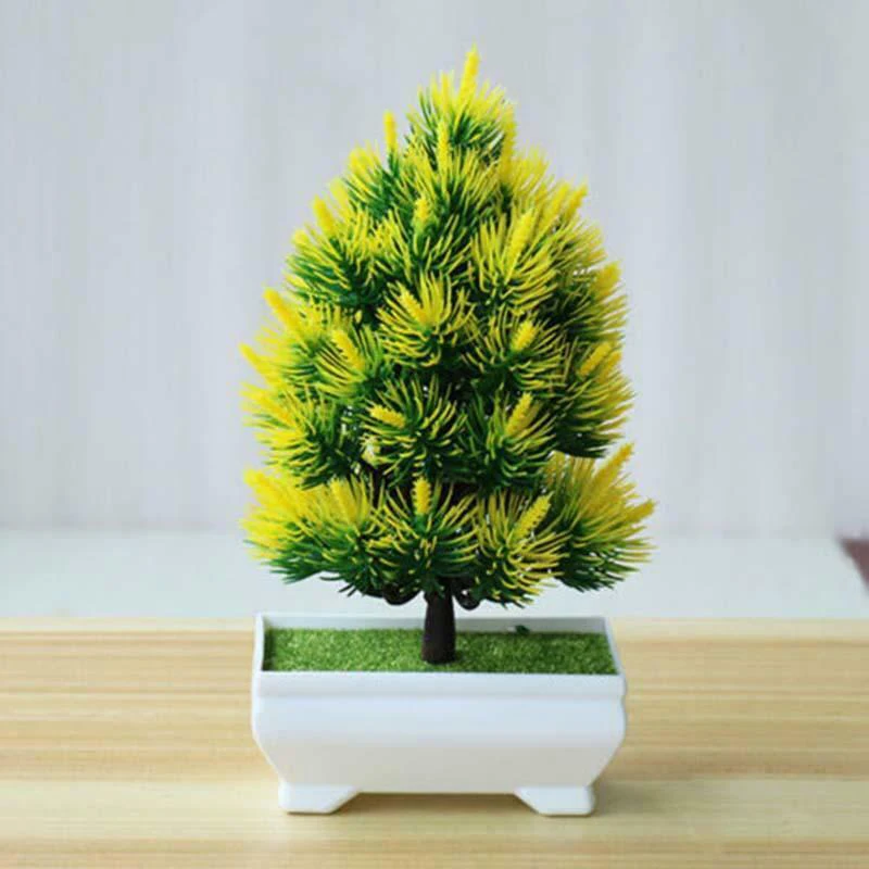 1* искусственное растение пластиковое мини бонсай-сосна дерево в горшке офис Домашний декор комнаты