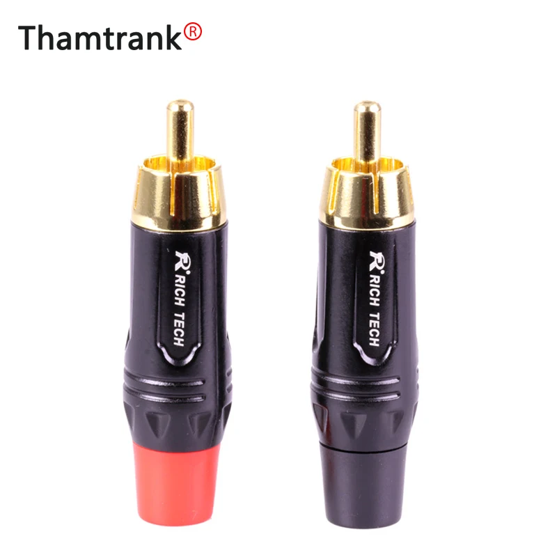 100pcs/50pairs Copper RCA Plug Terminals Gold Plated Plug Audio Video Adapter Connectors Soldering Wires