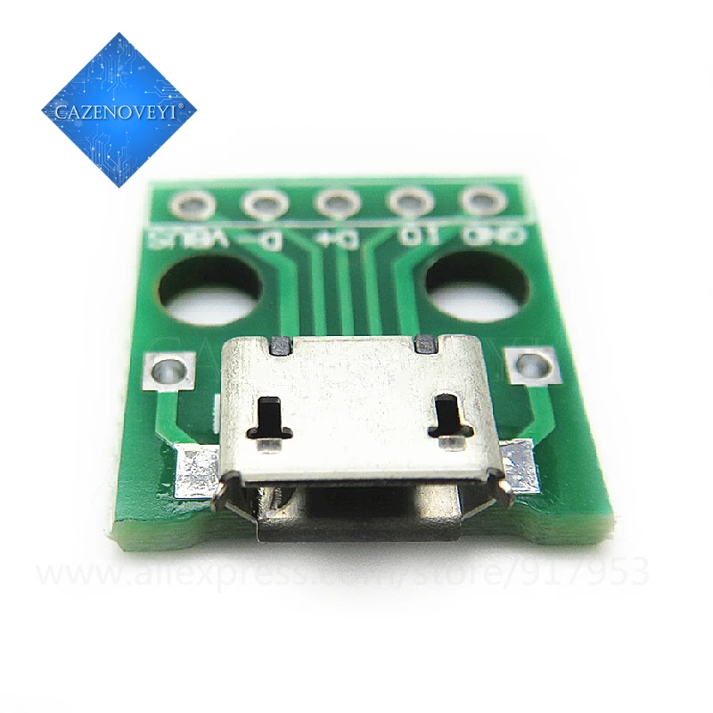 10 шт. / Лот Micro USB для DIP адаптер 5pin гнездовой разъем B тип преобразователя печатной