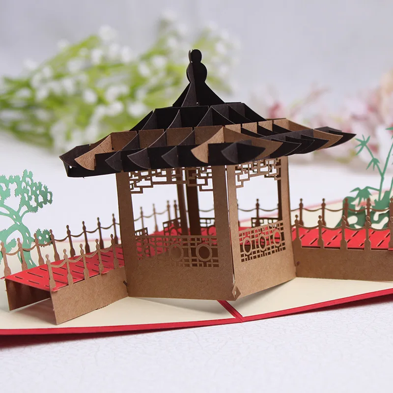 Mid-Autumn Festival Stereoscopic Greeting Cards sakura zhi creation foods 3D Creative Handmade Christmas Postcard Birthday Bless