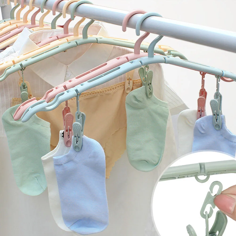 

4pcs Foldable Clothes Racks Multifunctional Non-Slip Hanger Drying Racks Anti-Slip Hanger With Clip Travel Folding Hanger