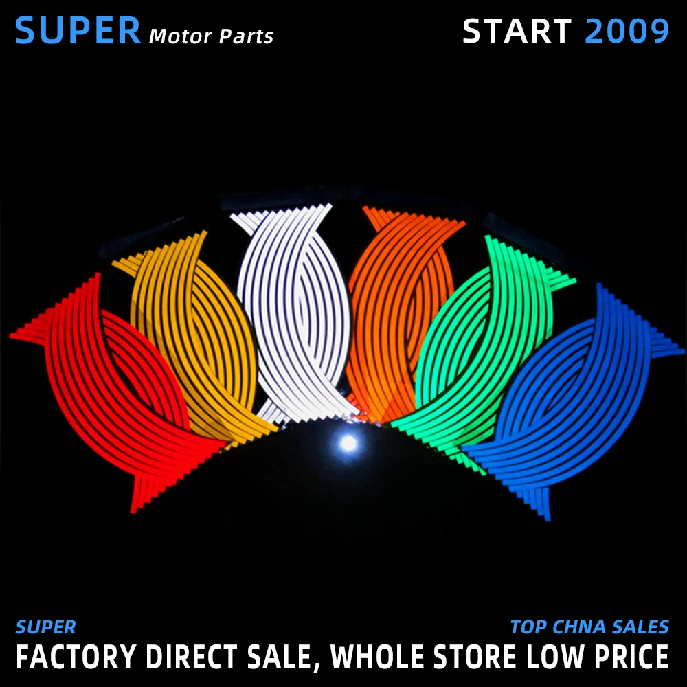 Newbee 16 Pcs Strips Motorcycle Wheel Sticker Reflective Decals Rim Tape Bike Car Styling For YAMAHA HONDA SUZUKI Harley BMW KTM |