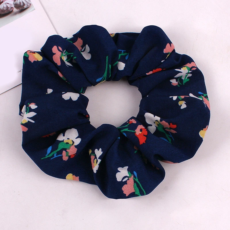 Новинка ретро Boho эластичные резинки Цветочные эластичная повязка на голову с отпечатанными буквами резинки для волос конский хвост Хаар Аксессуары для волос резинка для волос Галстуки - Цвет: Тёмно-синий