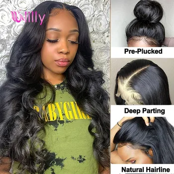 

Transparent Lace Frontal Wig Peruvian Body Wave Lace Front Human Hair Wigs Pre Plucked Bleached Knot wigs Body Wave Closure Wig