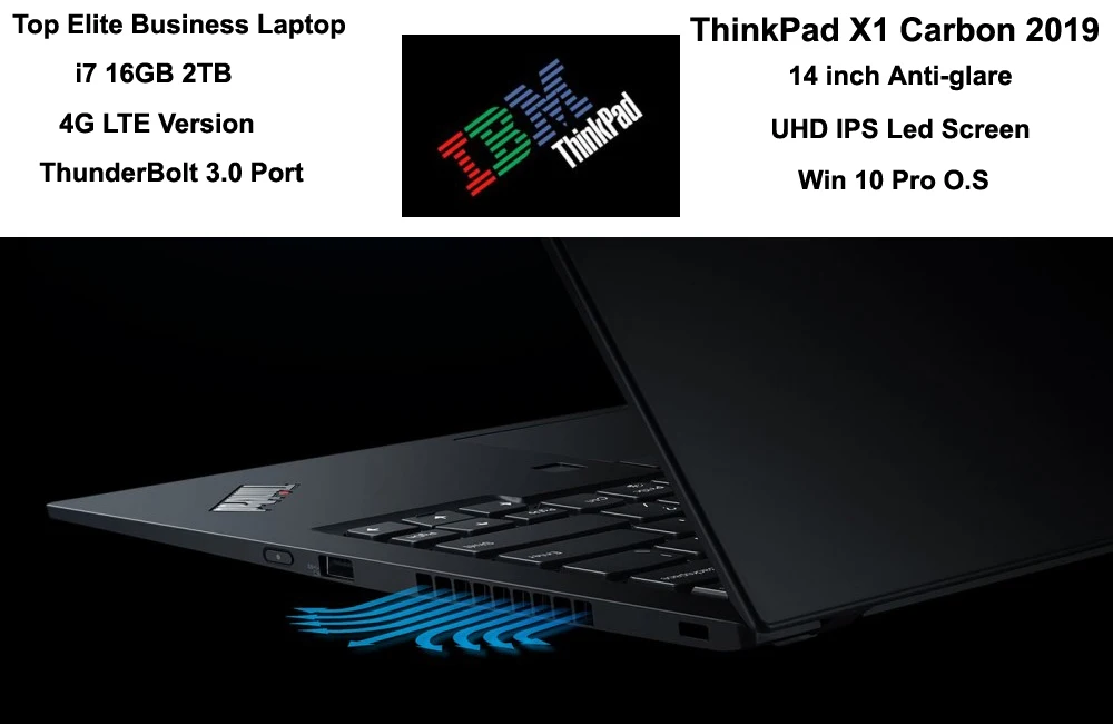 

High-class Lenovo Elite Business Laptop ThinkPad X1 Carbon 2019 With 14 Inch 4K Led Screen i7 16GB 2TB Memory Windows 10 Pro LTE