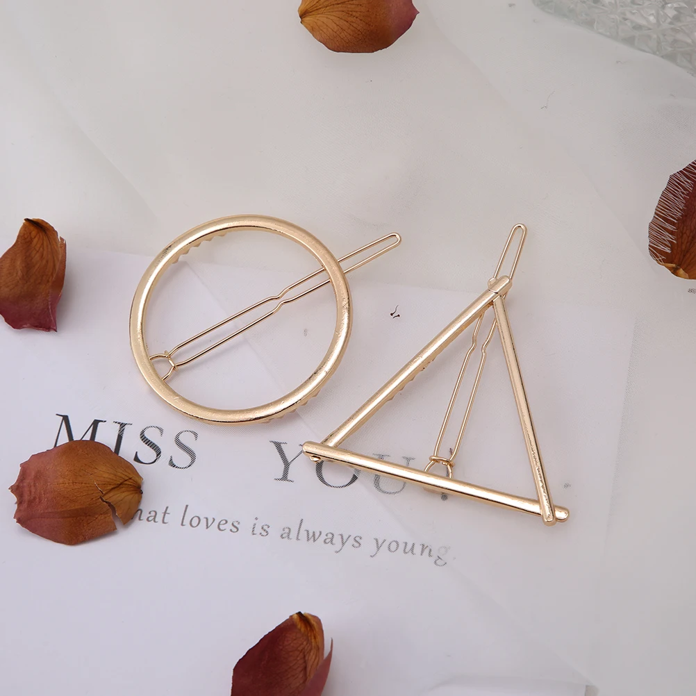 Gold Sliver Set Модные женские аксессуары для волос, треугольная заколка для волос, металлический геометрический сплав, ободок для волос с Луной и кругами, заколка для волос, держатель для девочек - Цвет: Gold Sliver Set