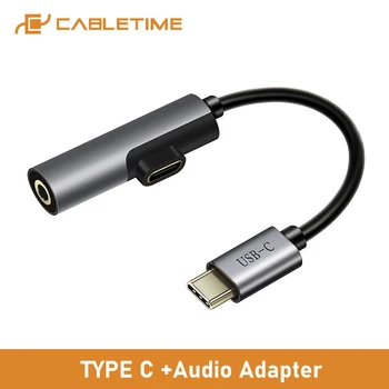 

CABLETIME USB C to 3.5mm Aux Female USB Cable Type C to 3.5mm Aux 2 in 1 USB C Headphone Adapter for huawei P20 Samsung C017