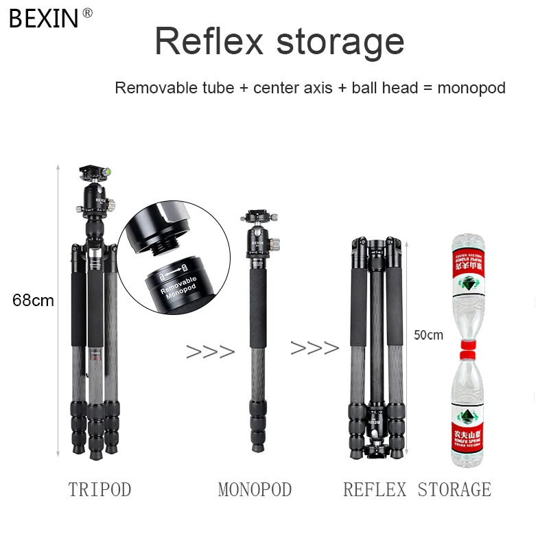 US $210.94 BEXIN W284CM36 Camera Compact Aluminum Professional Travel Tripod Monopod Panoramic Ball Head Standr For DSLR Canon