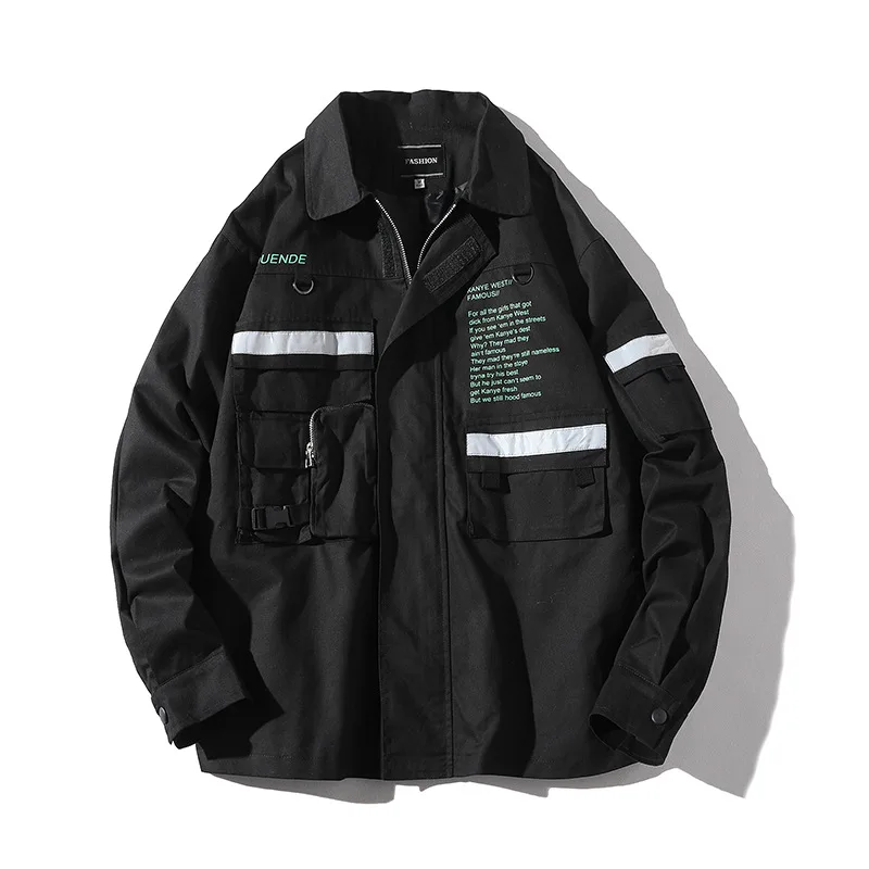 

Fashion Brand Jacket Men Spring Autumn Men's Solid Color Patchwork Mulit-Pockets Outerwear Coats Male Hip Hop Jackets Coat