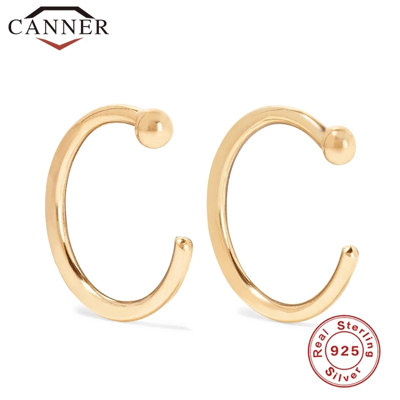 Настоящее 925 пробы, серебряные серьги-гвоздики для женщин, простые c-образные золотые серьги, модные ювелирные изделия