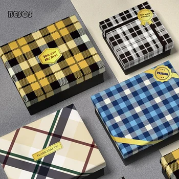 

Plaid Gift Box Boyfriend Birthday Gift Box Large Rectangular Clothing Packaging Empty Box Four Options B0068M
