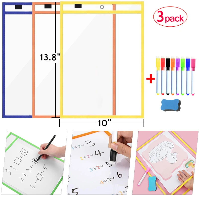 

Erasable Dry Erase Board Write Delete File Dry Erase Pockets Drawing Teaching Practice Board Writing White Board markers For Kid