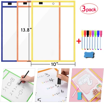 

Erasable Dry Erase Board Write Delete File Dry Erase Pockets Drawing Teaching Practice Board Writing White Board markers For Kid