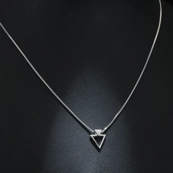 

New Arrivals 925 Sterling Silver Geometric triangle Necklaces & Pendants For Women Hot Fashion sterling-silver-jewelry