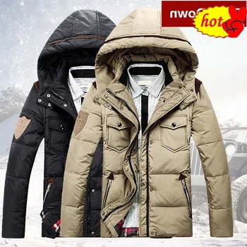 

Mens Hooded Duck Down Jackets Man Patchwork Thick Winter Down Coats Male Fashion Quality Overcoats Keep Warm Outerwear JK-795