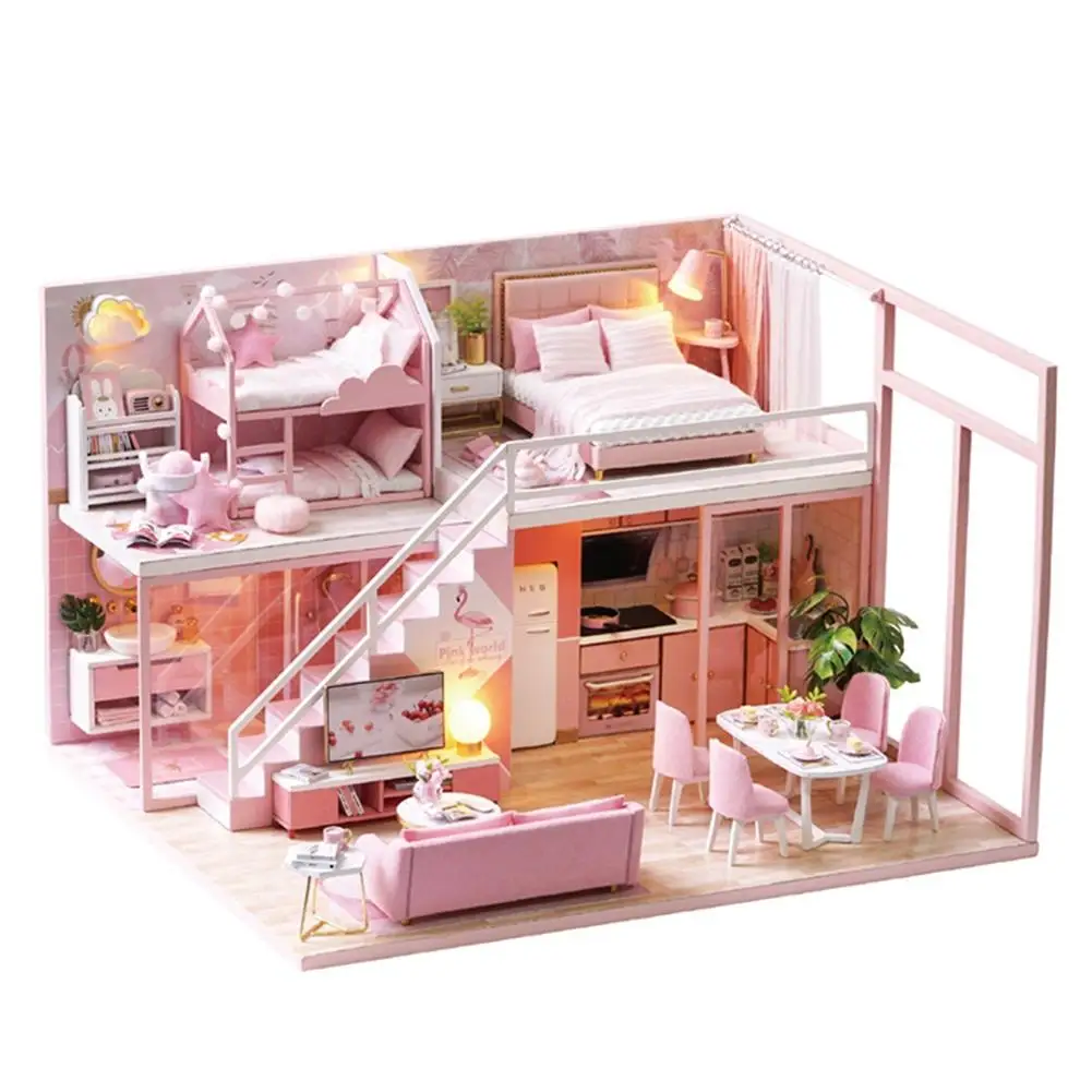 1/24 miniatura casa de muñecas kit desmontable modelo de construcción 3d villa ornament 