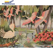 

PhotoCustom Oil Painting By Numbers 40*50cm Bird Animals DIY Kits drawing by numbers Home decor Gift