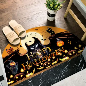 

Halloween Bat Pumpkin Cartoon Floor stickers Self-adhesive Waterproof shop Threshold Sticker Semicircular Stickers