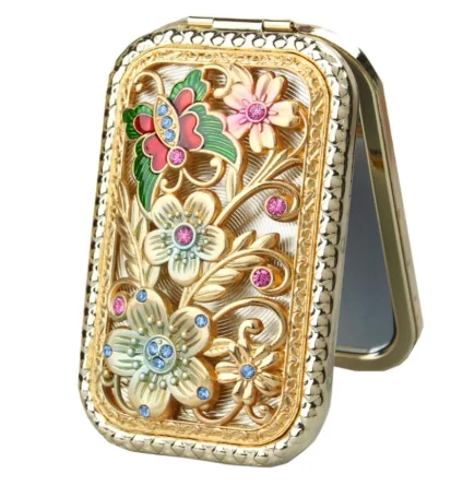 

Высококачественное старинное, выдолбленное ручное инкрустированное Мини-Портативное двухстороннее зеркало с увеличением